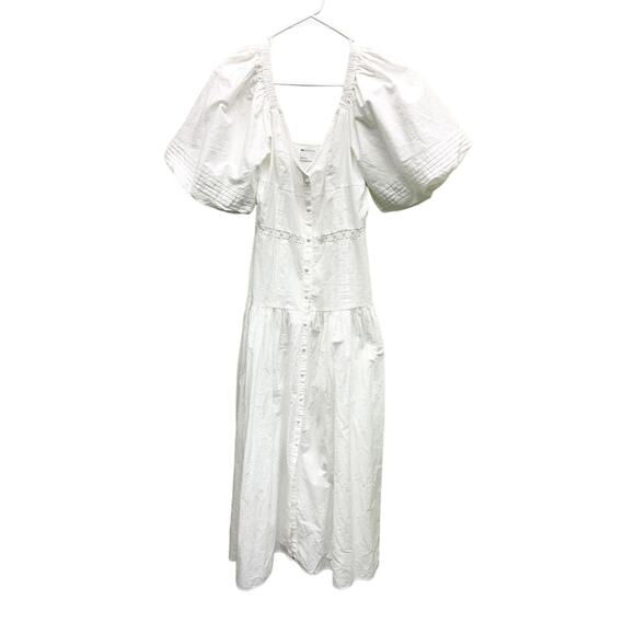 ASOS Design Puff Sleeve Midi Dress Low Neck Laced Dress Size 6 - Picture 2 of 9